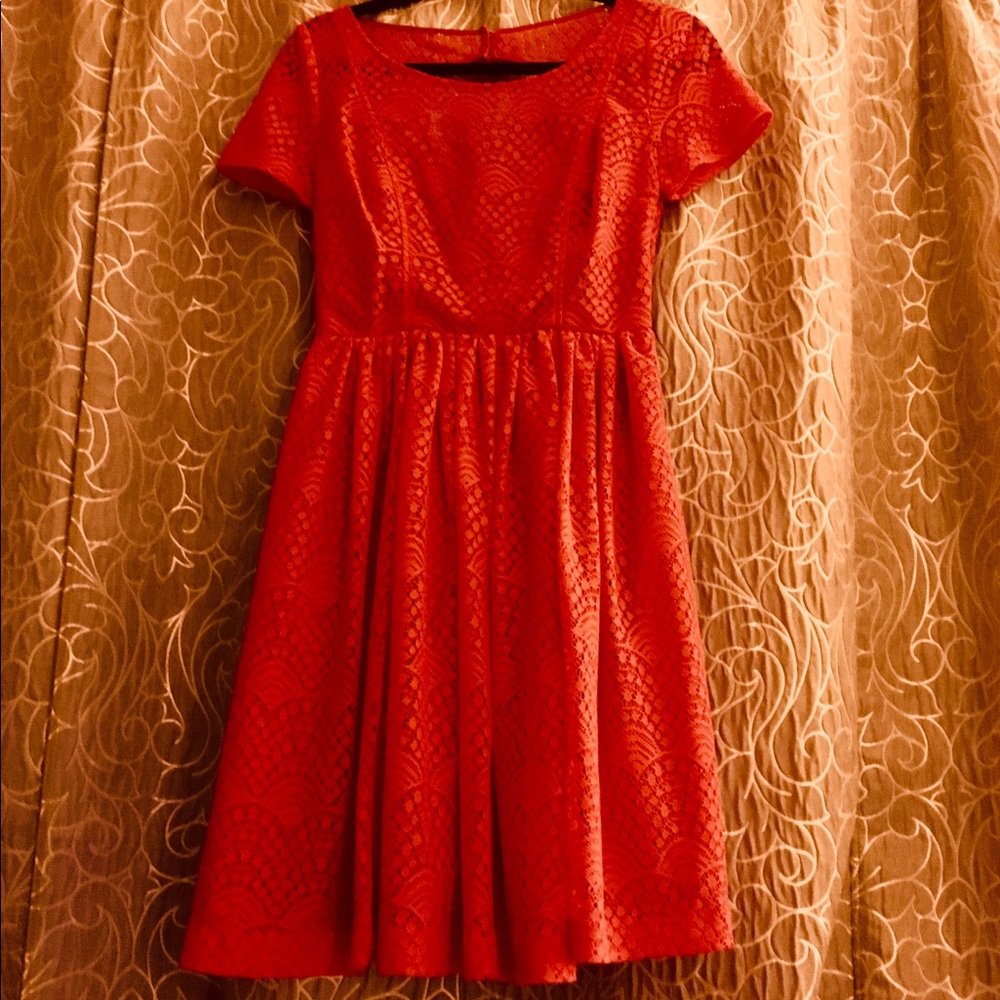 Anthropologie (Plenty) - Tangerine lace Dress. XS